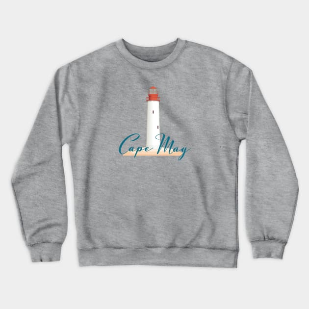 Cape May NJ Lighthouse on New Jersey Shore Crewneck Sweatshirt by sentinelsupplyco